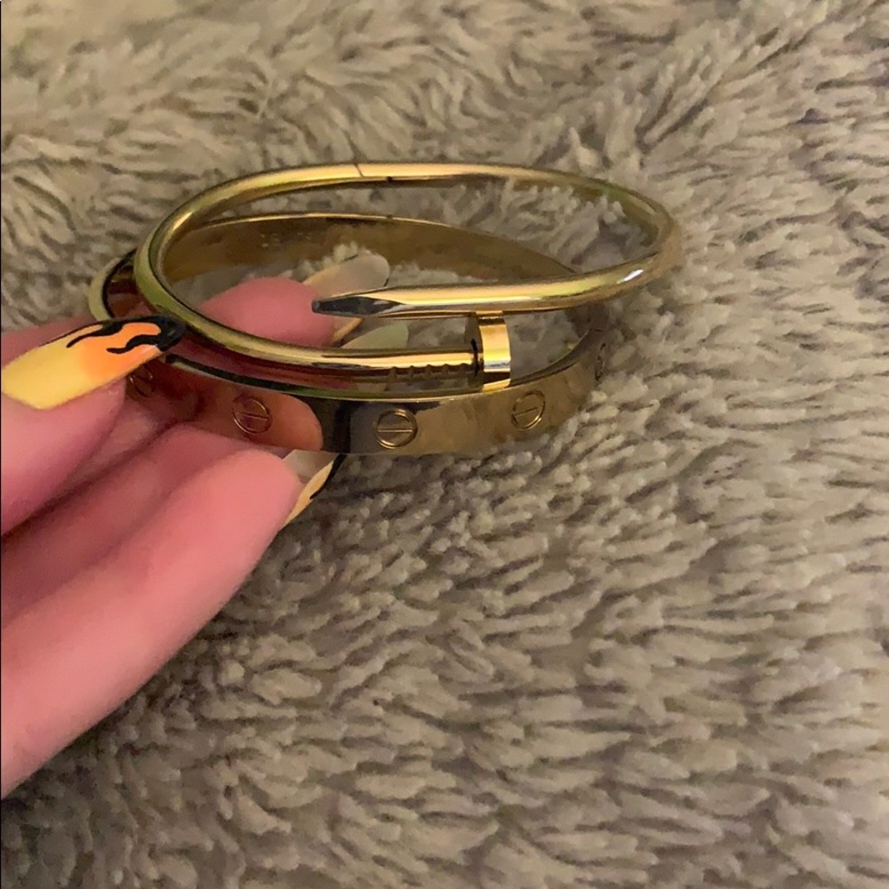 Bundle of gold bracelets